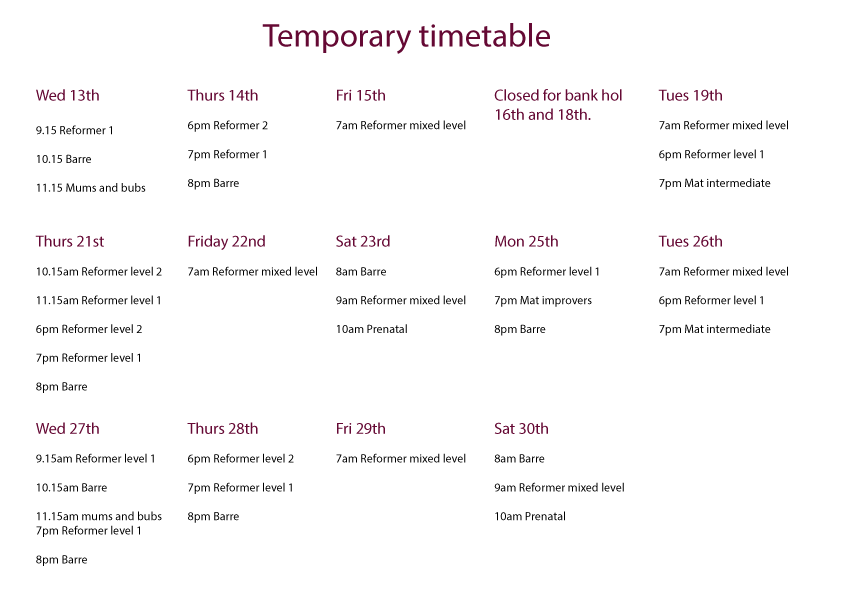 Temporary-timetable